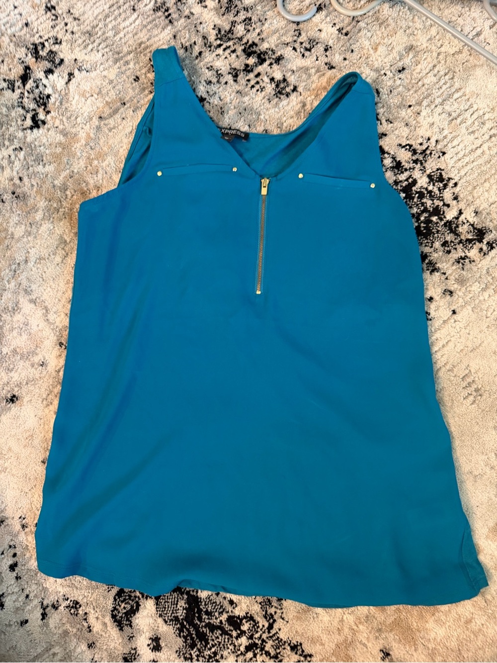 Express Teal Zip-Front Sleeveless Top - Women's